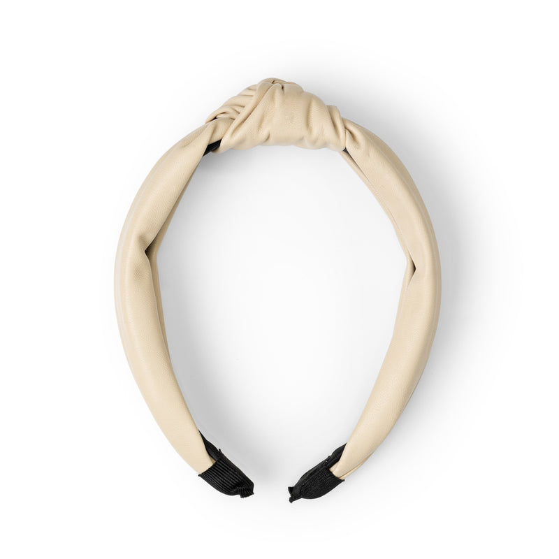 Rawr Leather Look Knotted Headband- Cream