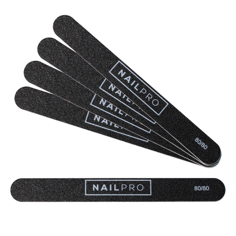 Nail Pro Regular Nail Files Zebra 80/80 Grit Black - 50Pcs